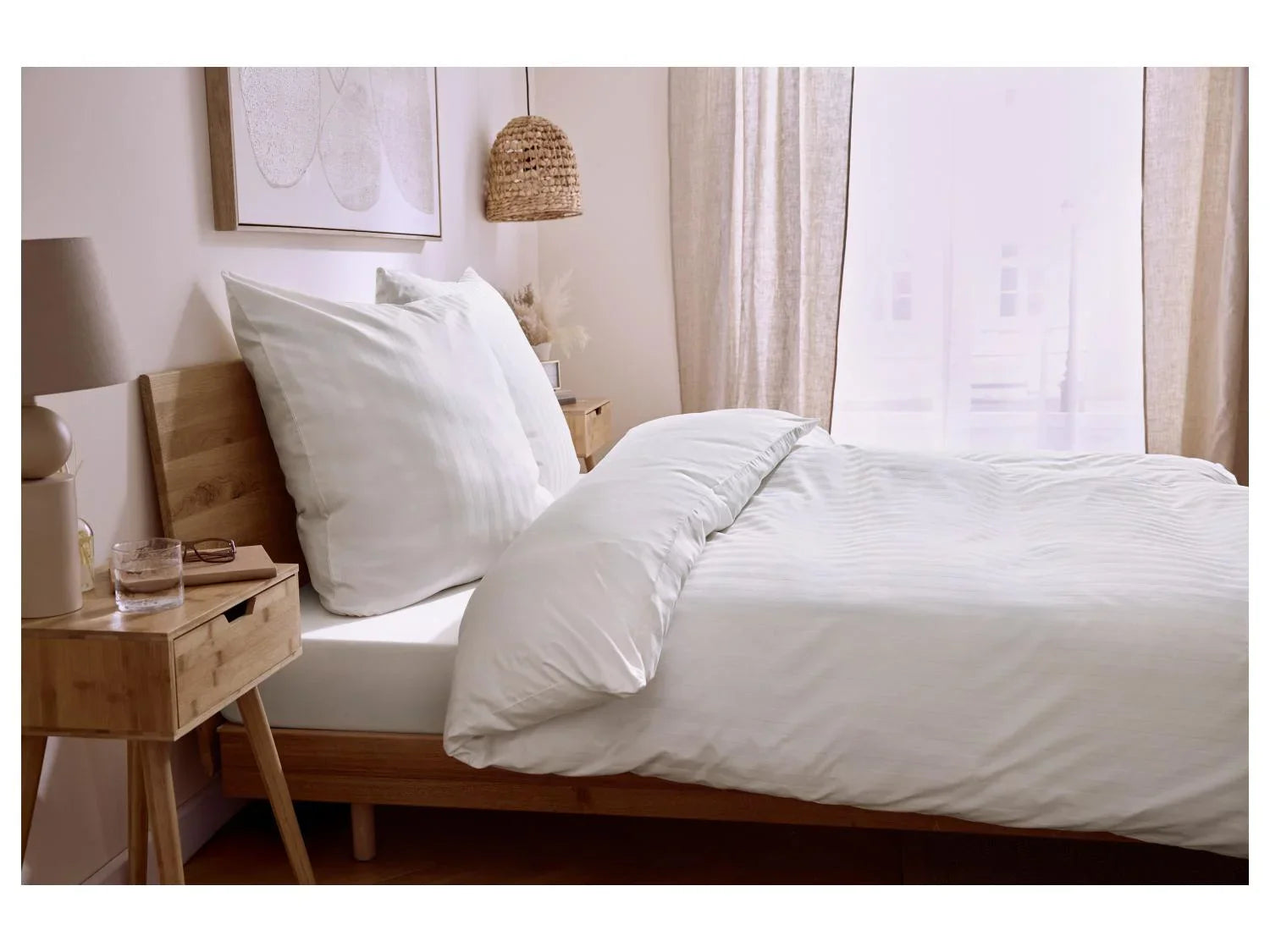 LIVARNO Drap-housse satin de coton et bambou mlangs, 180 - 200 x 200 cm
