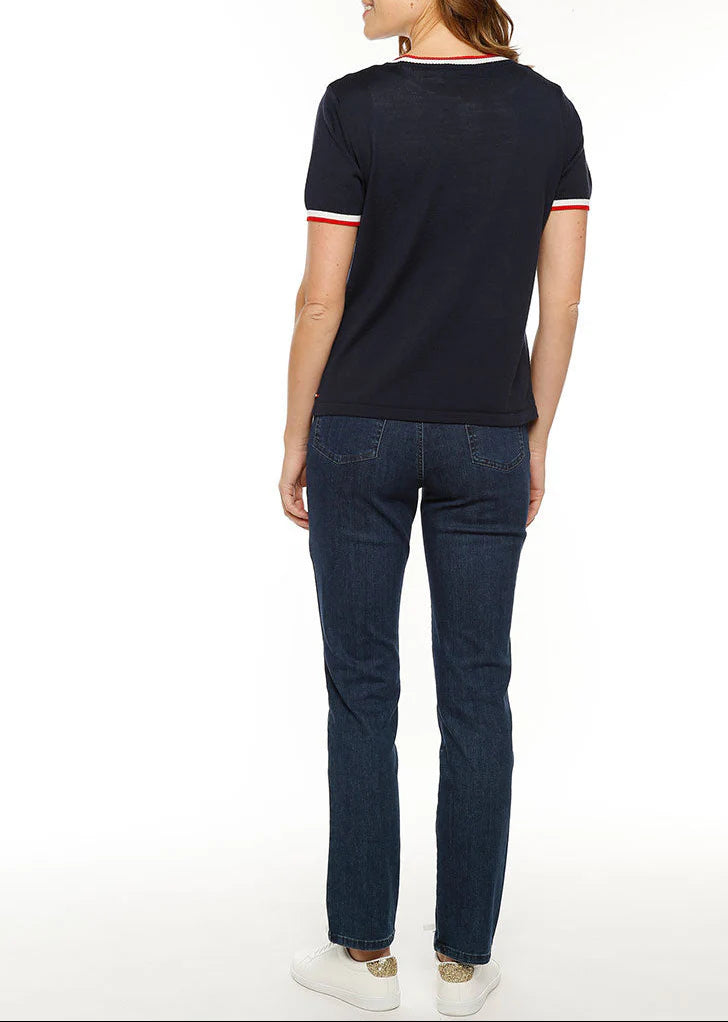 T-shirt femme en laine mérinos bleu marine