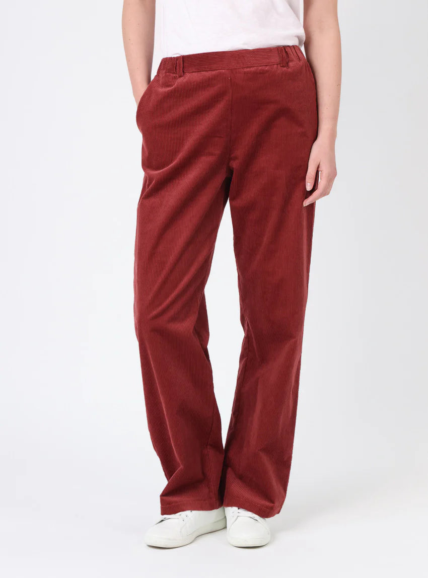 Pantalon large femme rouge brun