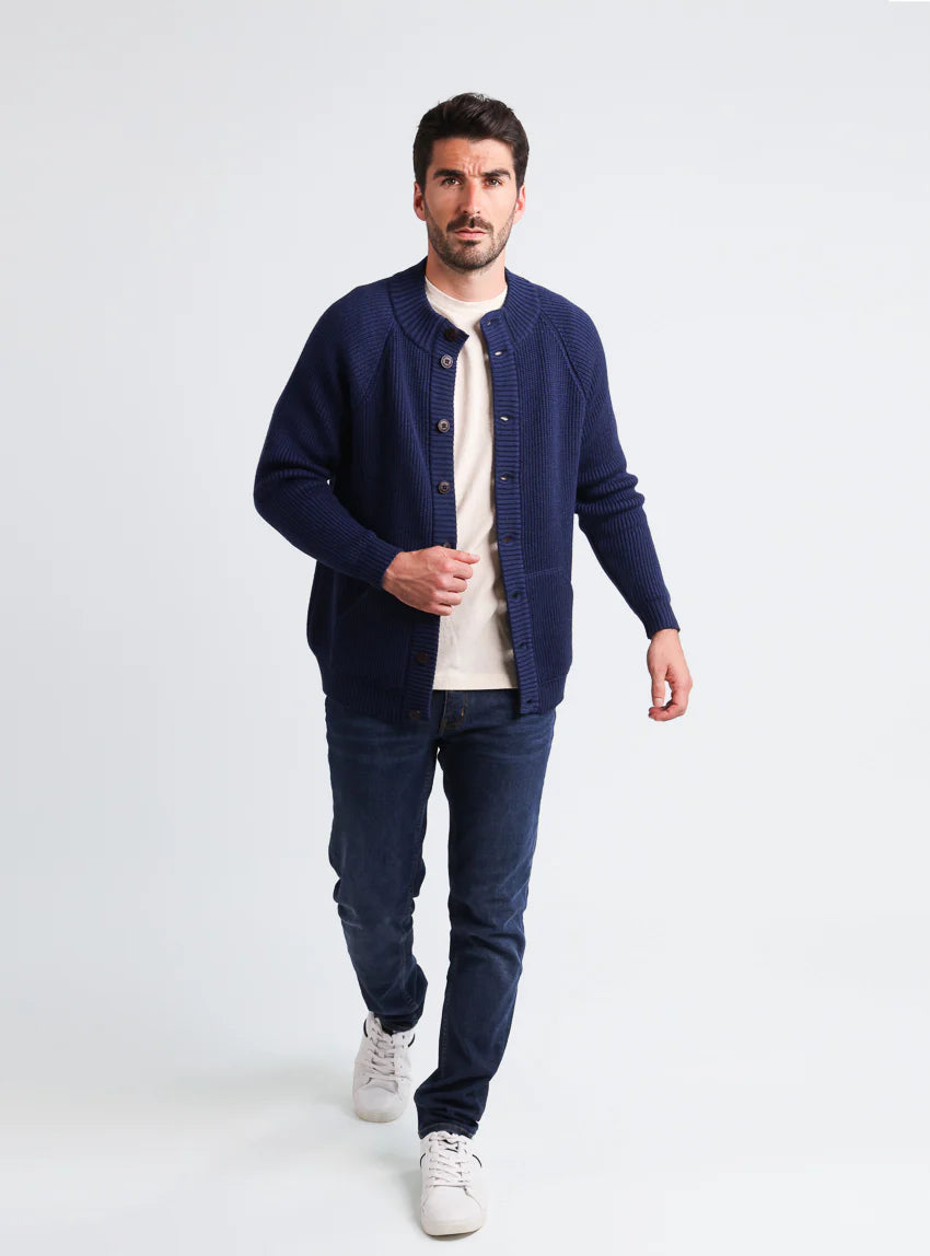 Gilet homme laine merinos Bleu Amiral