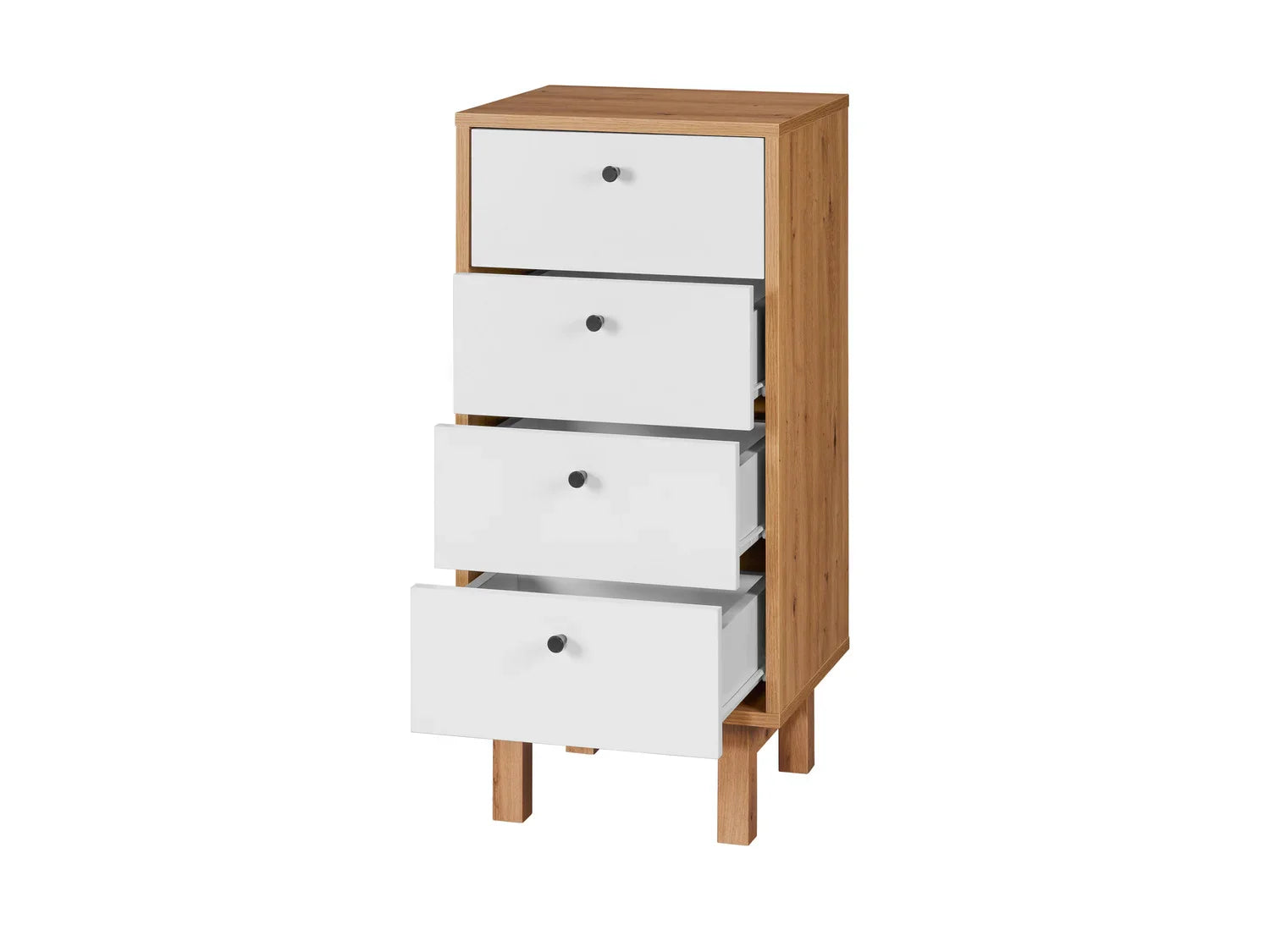 LIVARNO home Chiffonnier Copenhagen, 40 x 85 x 35 cm, imitation chne/blanc