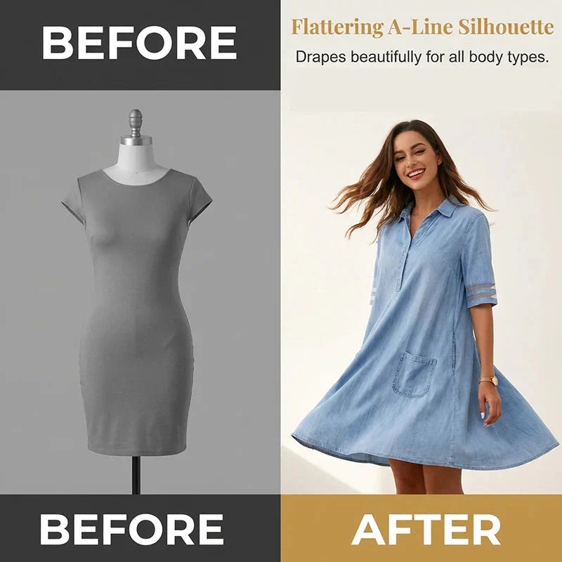 Robe décontractée à manches courtes avec détails en maille