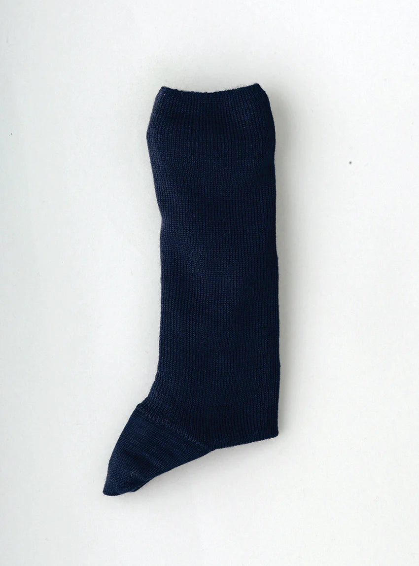Mi-chaussettes mixte en laine sans élastique bleu marine