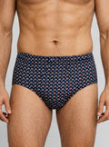 Slip homme ouvert en coton imprimé bleu