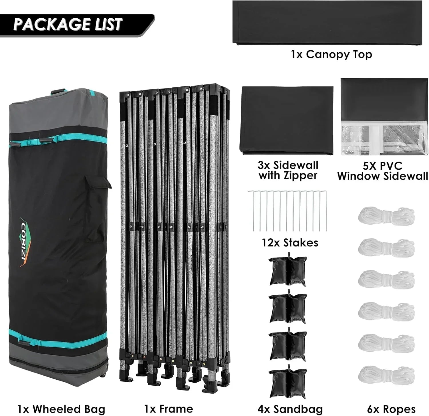COBIZI 10x20 Heavy Duty Pop up Canopy Tent 6 sidewalls Commercial Canopy Wedding Party Tents