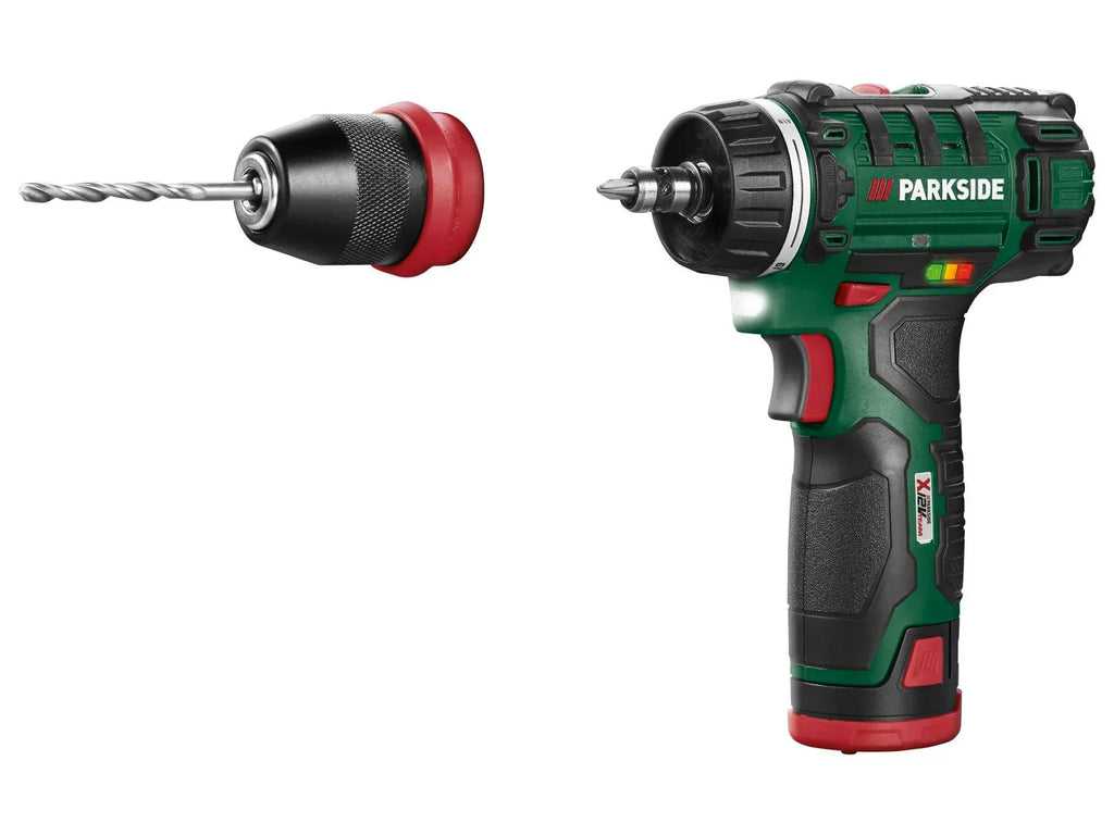PARKSIDE Set perceuse-visseuse sans fil PBSA 12 E4 + batterie + chargeur + accessoires, 12 V