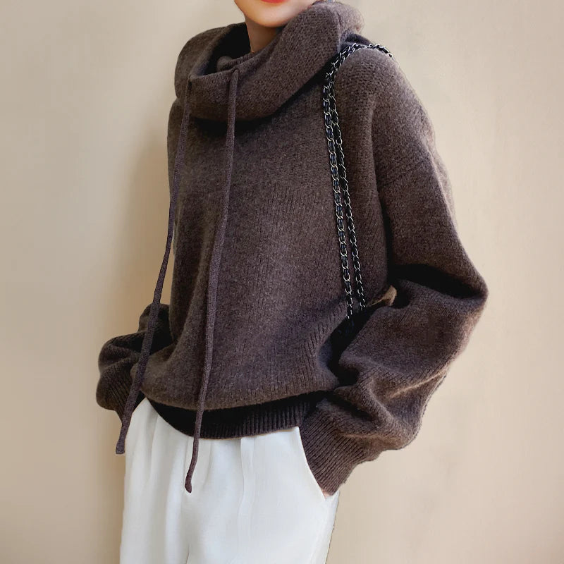 Pull à col roulé en laine mérinos pour femme