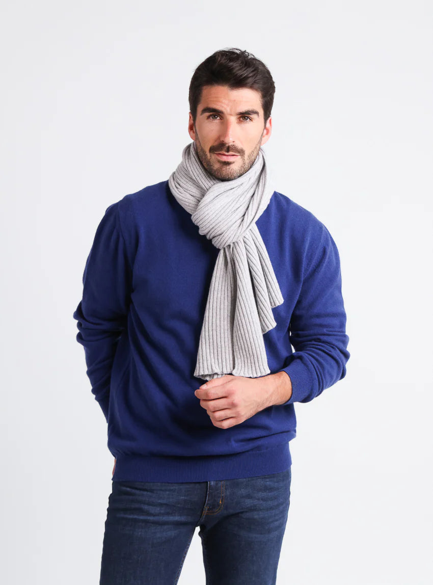Écharpe homme cachemire et laine gris