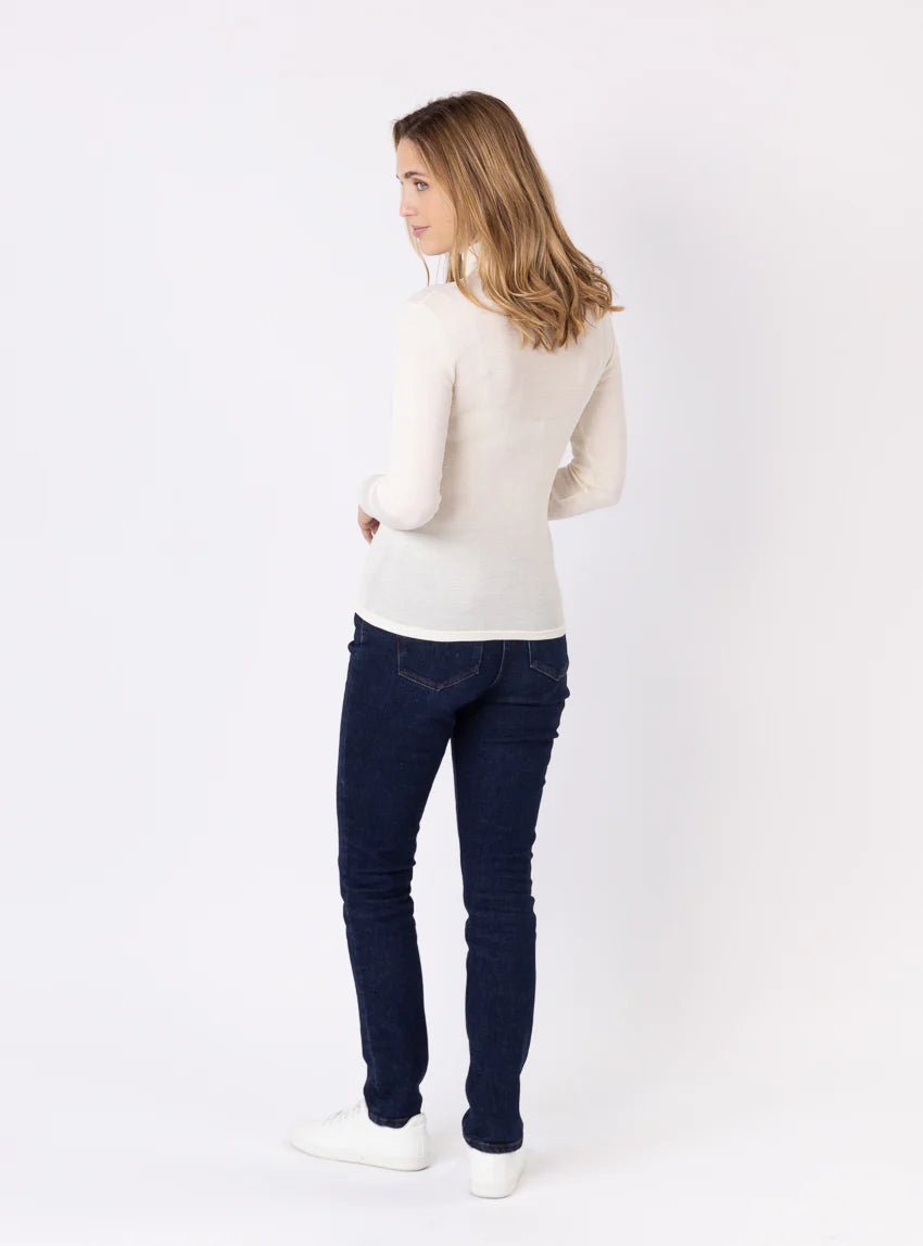 Pull chaussette femme col montant blanc