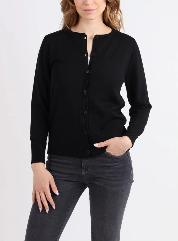 Cardigan femme en laine mérinos noir