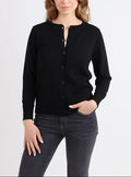 Cardigan femme en laine mérinos noir