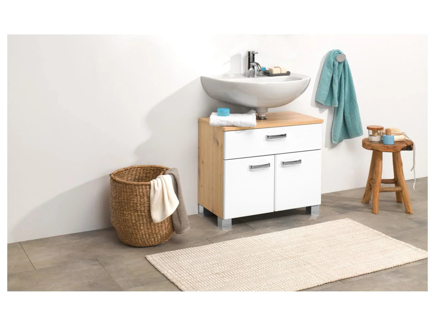 LIVARNO home Meuble sous-vasque Palermo, blanc/imitation chne