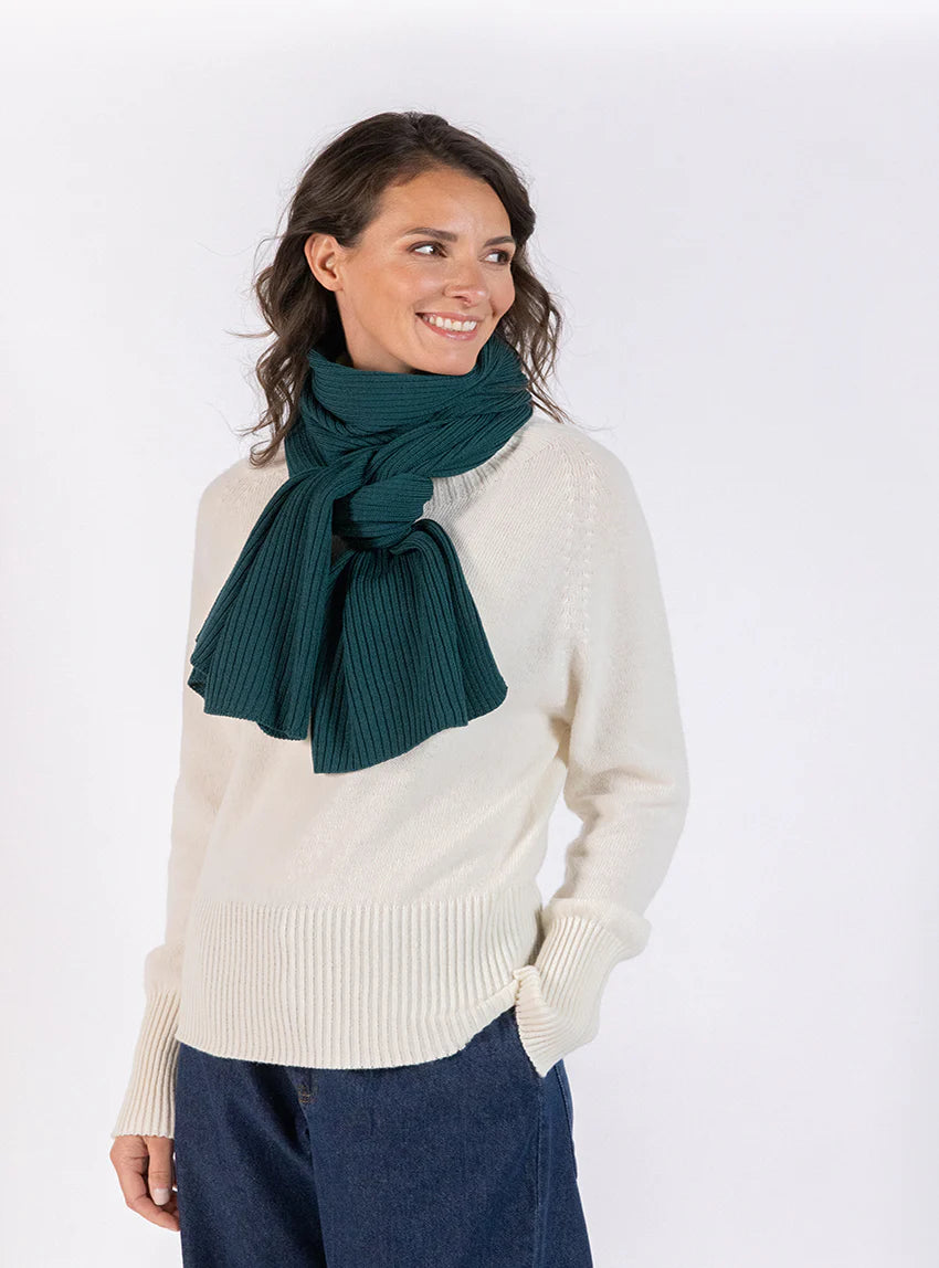 Echarpe en laine mérinos vert nuit