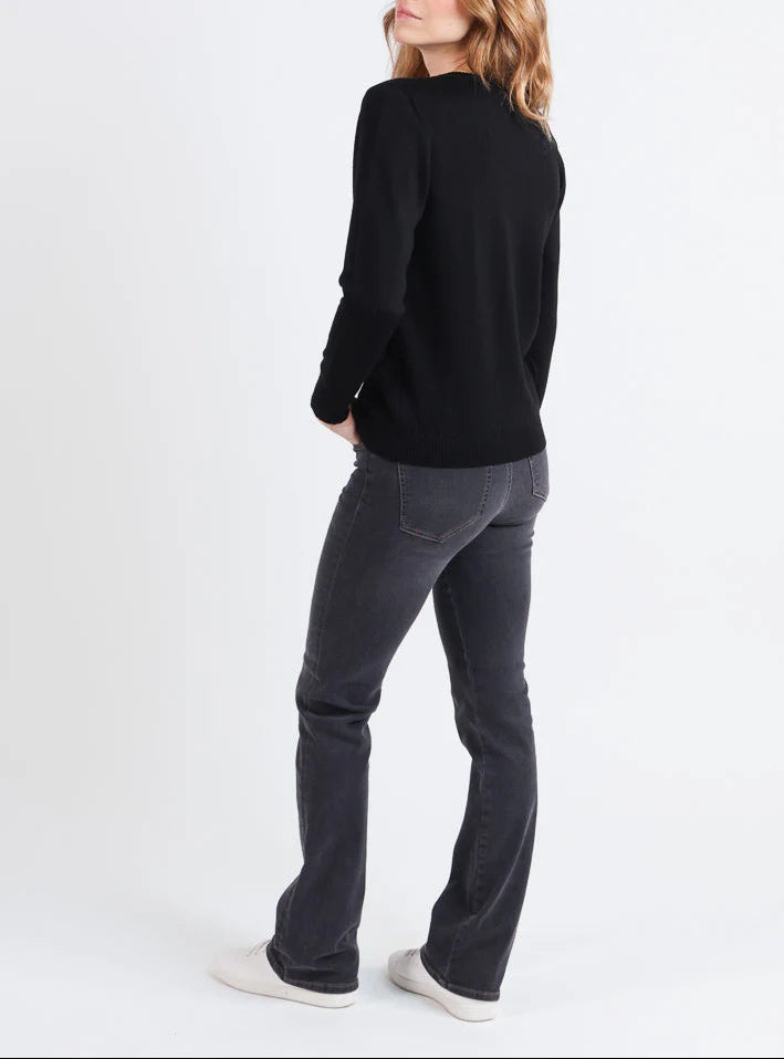 Cardigan femme en laine mérinos noir