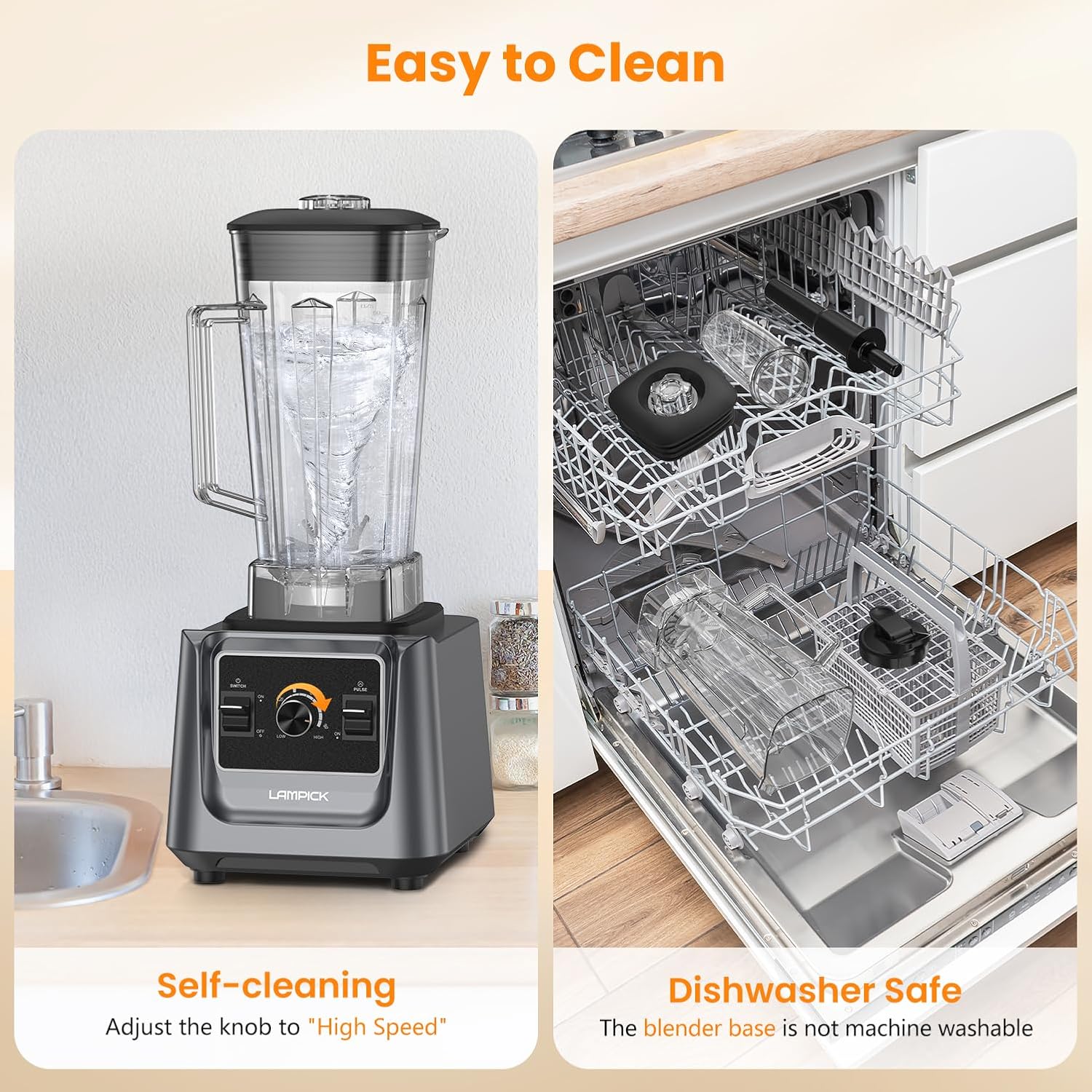 Blenders for Kitchen, 2000W Blender for Smoothies 35000 RPM Professional Grade High-Speed Smoothie Blender with 68 oz Pitcher & 27 oz To-Go Cup for Shakes, Ice Crushing, and Frozen Fruit
