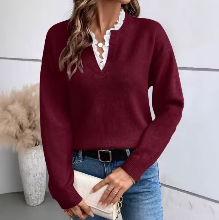Blouse élégante pour femmes avec bordure en dentelle