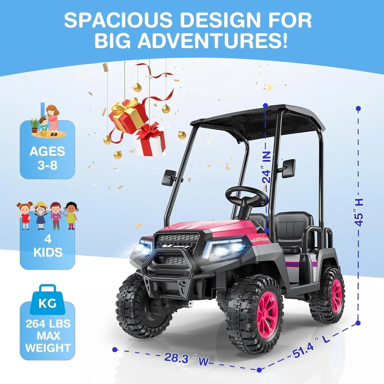 R9 24V Children's Golf Cart with Remote Control Removable Awning