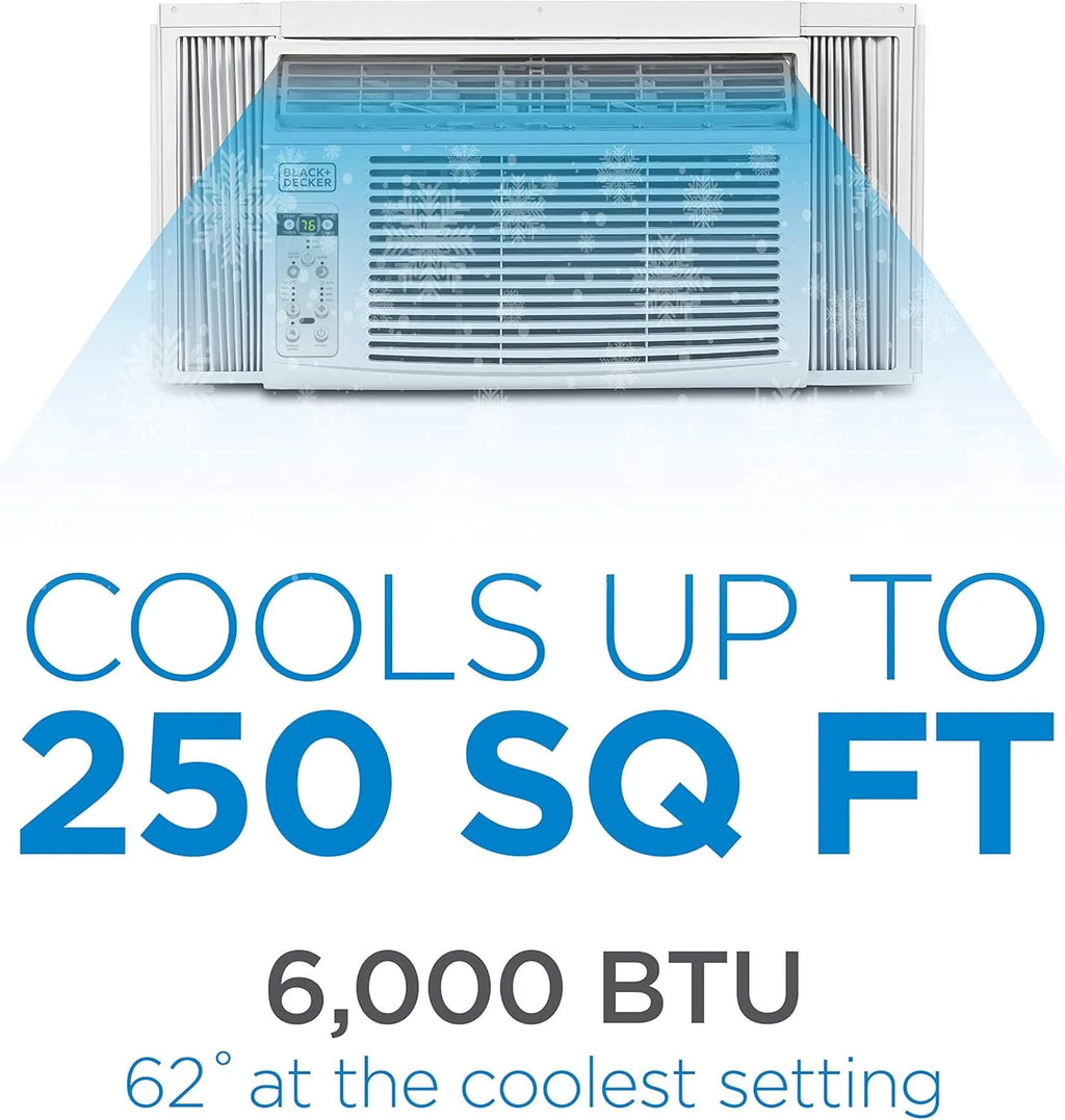 BLACK+DECKER Window Air Conditioner 5000 BTU, Cools Up to 150 Square Feet, AC Unit with Mechanical Controls, Manual Fan Only and Cool Settings, BD05MWT6, White