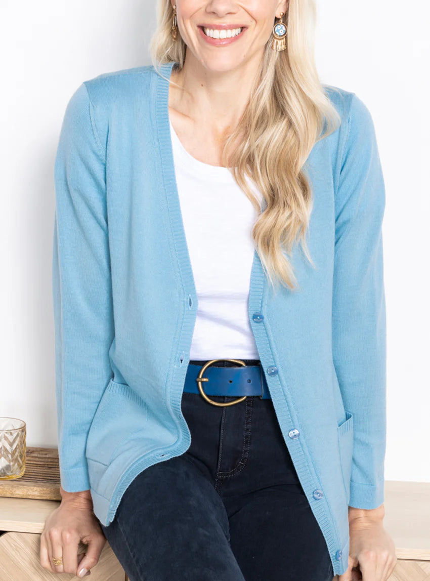 Gilet femme en laine merinos bleu glacier