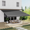 13' x 10' Awning for Patio, Sunsetter Retractable Awning Waterproof Cover Outdoor Patio Canopy, Sun Shade with Manual Crank Handle, Porch Shades for Outdoor, House, Deck, Dark Gray