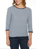 Pull femme tricolore rayé bleu