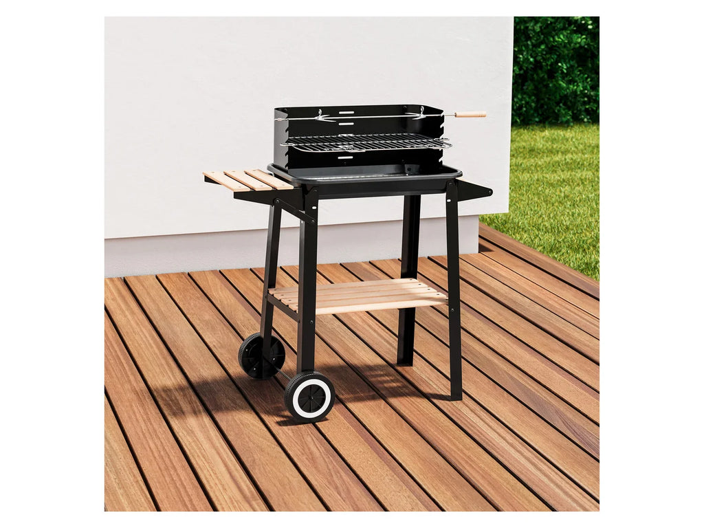 GRILLMEISTER Chariot-grill GGW 84 B1, avec tagre en bois