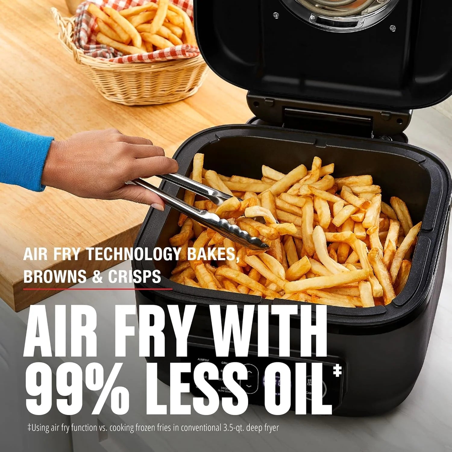 George Foreman Beyond Grill�?7-in-1 Electric Indoor Grill with Air Fry Technology, MCAFD800D, Black, Large