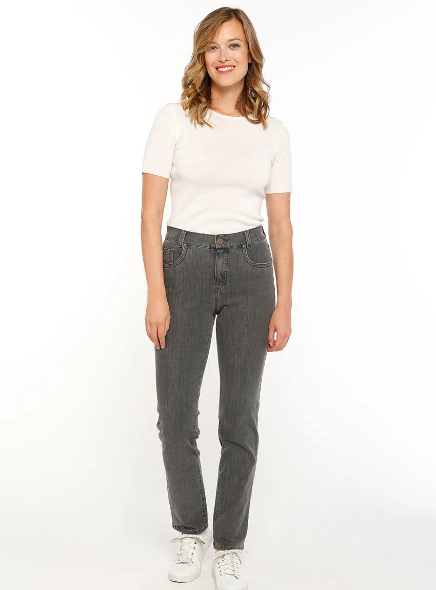 Jean femme coupe droite gris foncé