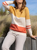 Pull femme rayé beige