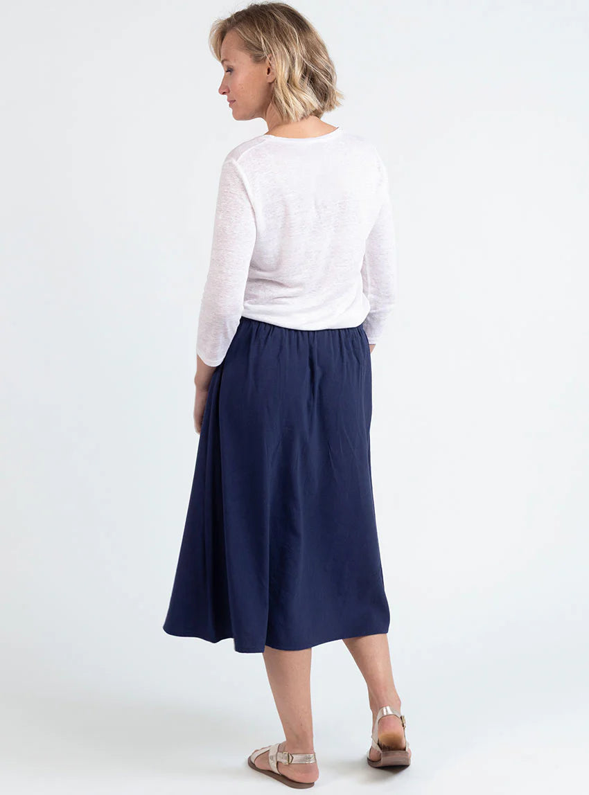 Jupe femme ample viscose bleu marine