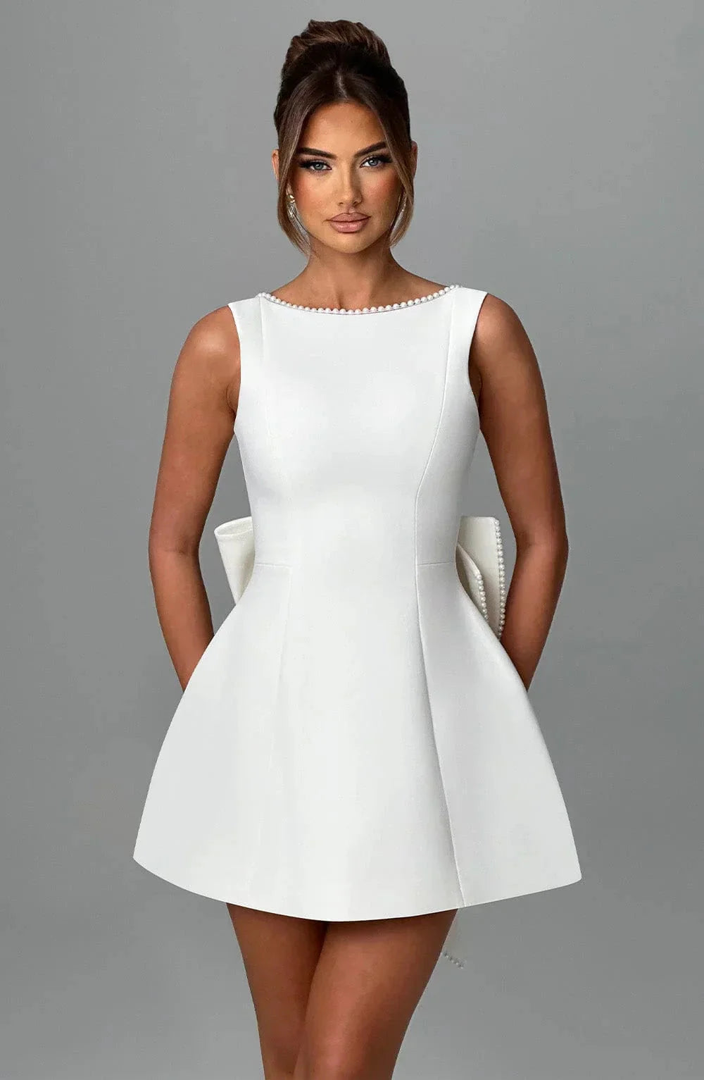 Robe de cocktail pour femme à dos noué