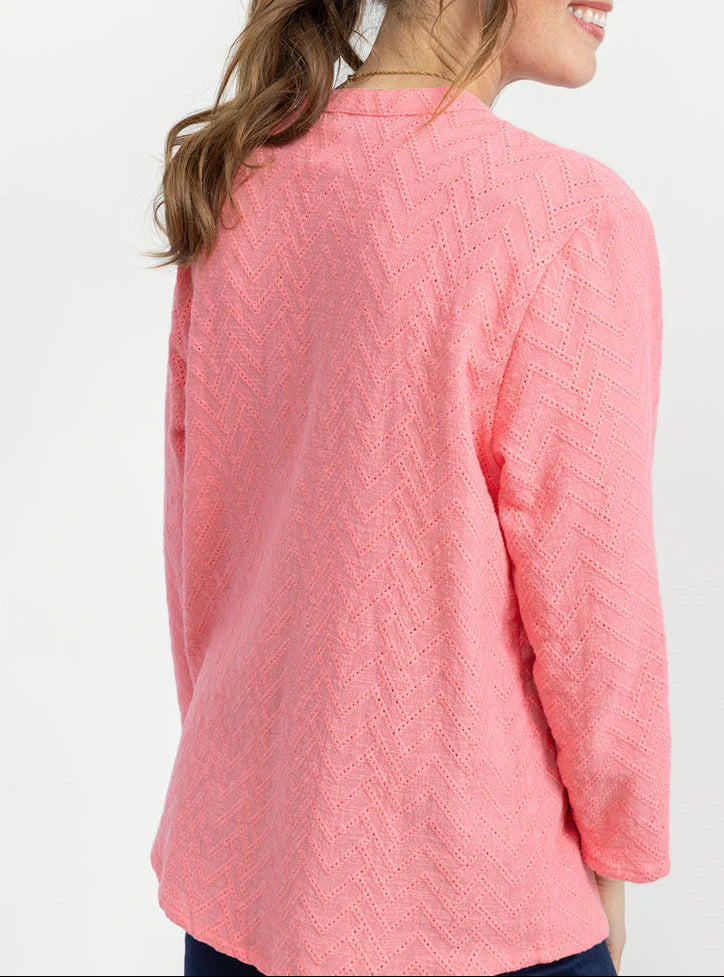 Chemisier femme en coton rose corail