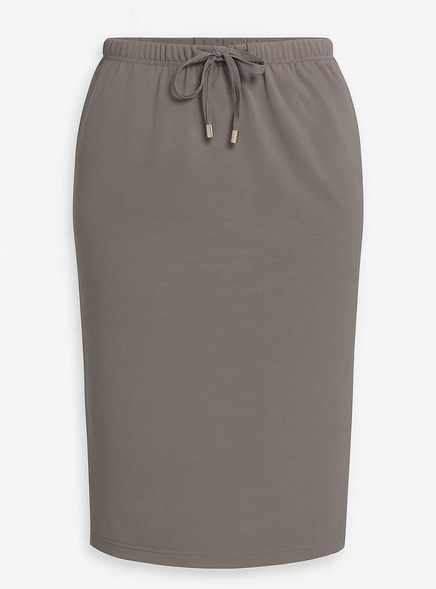 Jupe midi gris taupe en coton