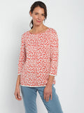 Pull femme jacquard léopard orange terracotta