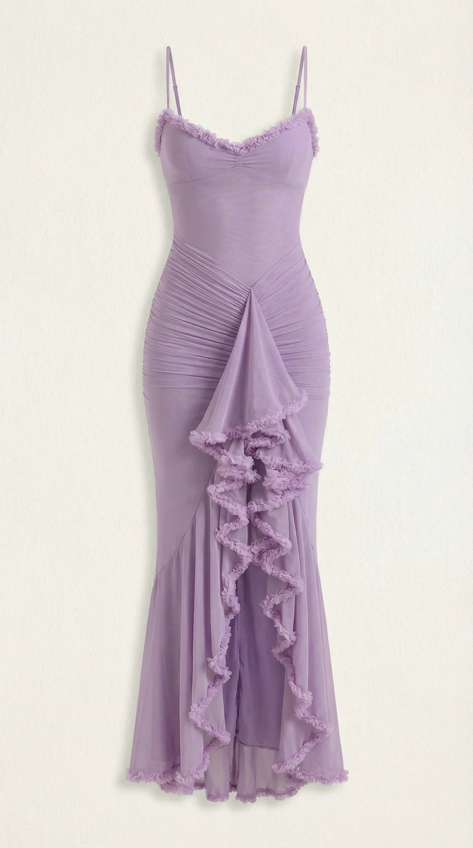 Robe maxi asymétrique à volants pour femmes