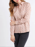Chemisier femme coton orange à fleurs