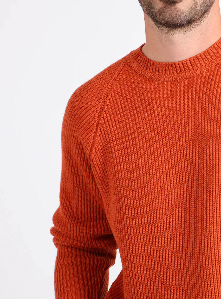 Pull homme en laine maille perlée Orange Confite
