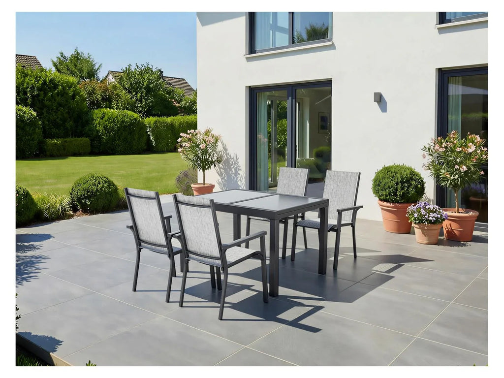 LIVARNO Table de jardin + Lot de 4 fauteuils en aluminium Houston