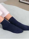 Chaussons de nuit femme en laine bleu marine