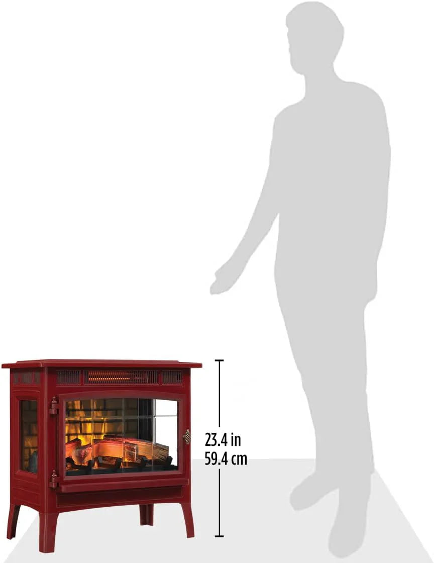 Freestanding Electric Fireplace Stove Heater with 3D Flame Effect for 1000 Sq. Ft