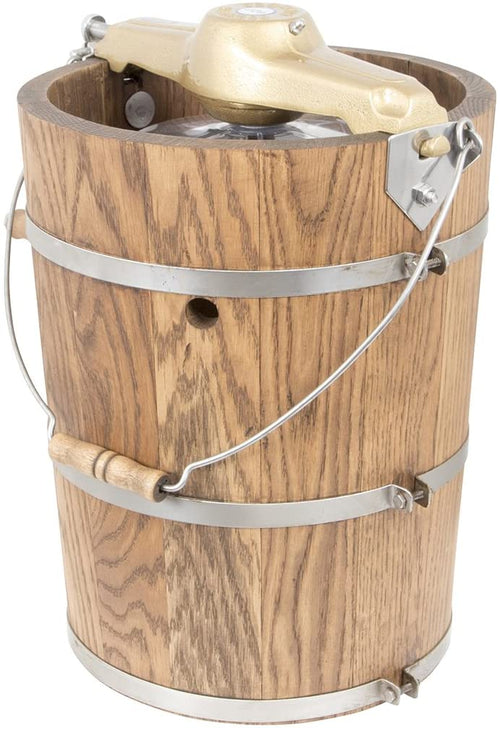 6 qt Ice Cream Maker – Classic Wooden Tub – Hand Crank
