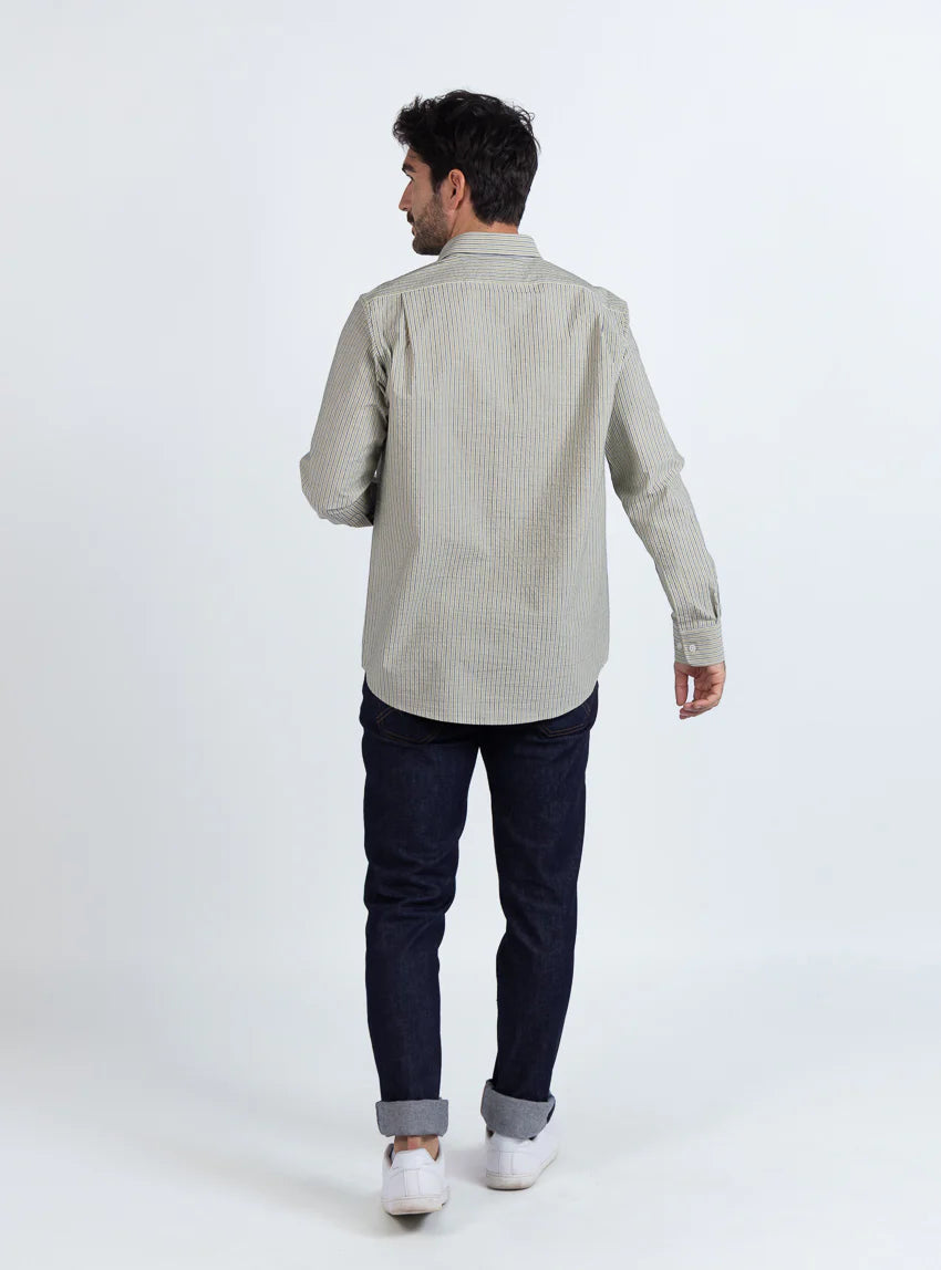 Chemise homme en coton vert tilleul