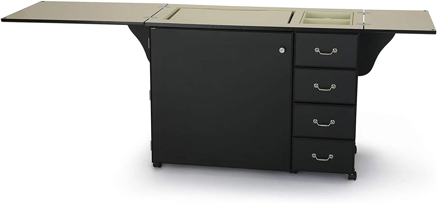 2025 353 Norma Jean Sewing Cabinet for Sturdy Sewing, Cutting, Quilting, and Crafting with Storage and Airlift, Black Finish