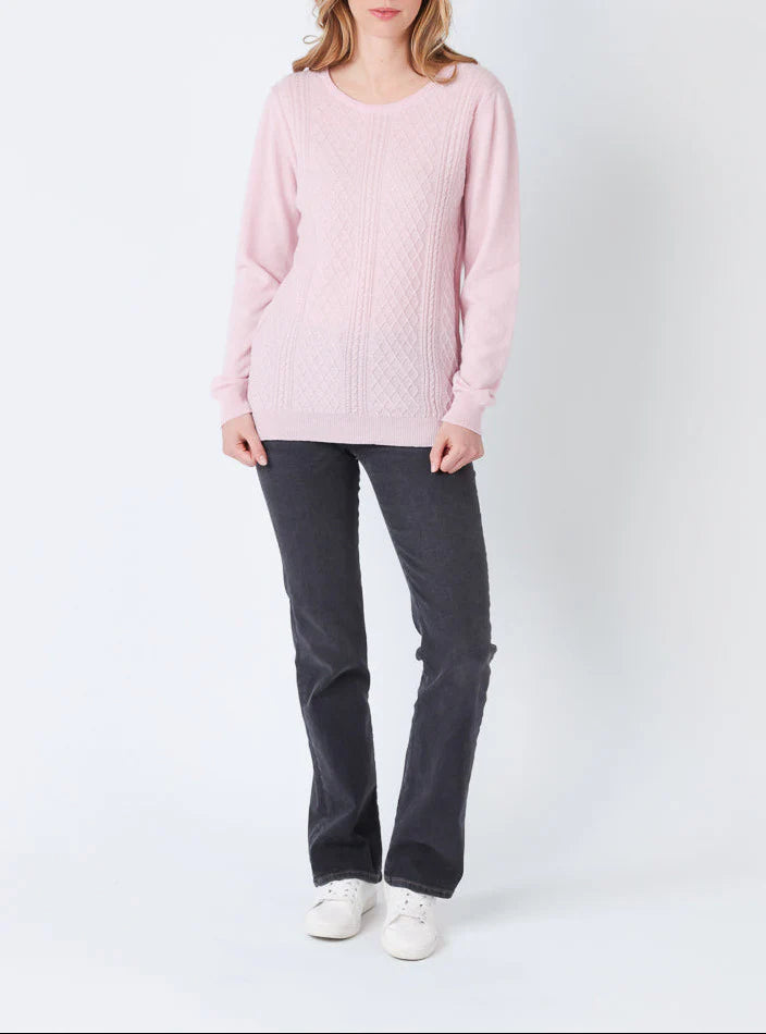 Pull femme cachemire et laine rose pale
