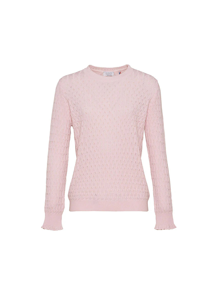 Pull femme maille fantaisie en laine rose