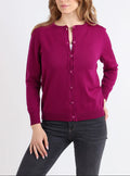 Cardigan femme en laine mérinos violet