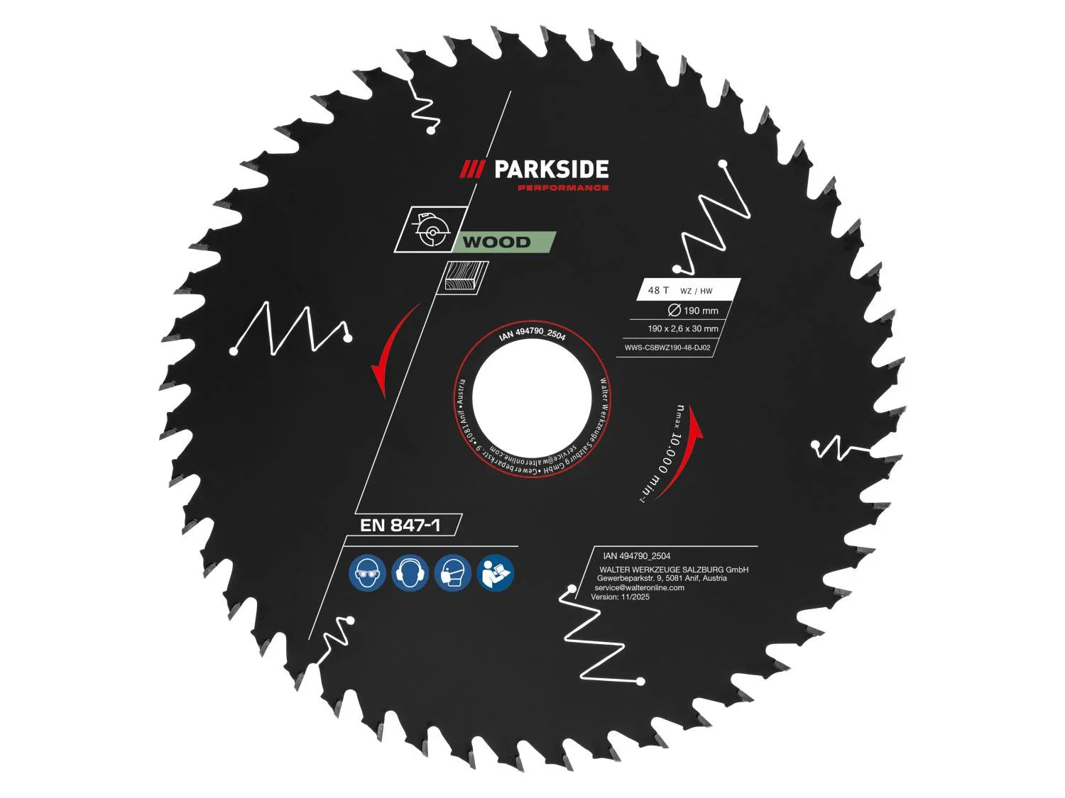 PARKSIDE PERFORMANCE Lame de scie circulaire, 190 mm, 24 dents, 48 dents, 54 dents