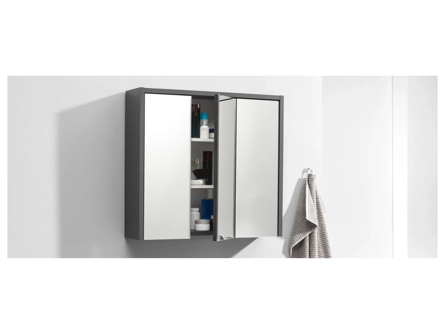 LIVARNO home Armoire de toilette OSLO, 65 x 60 x 17 cm, noir