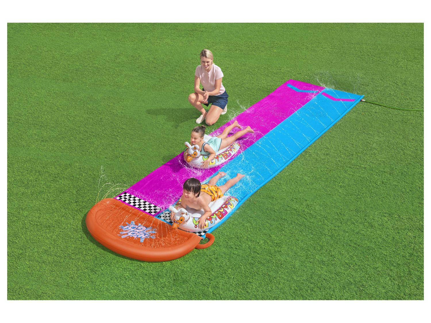 Bestway Double toboggan aquatique avec animaux gonflables, 487 x 138cm