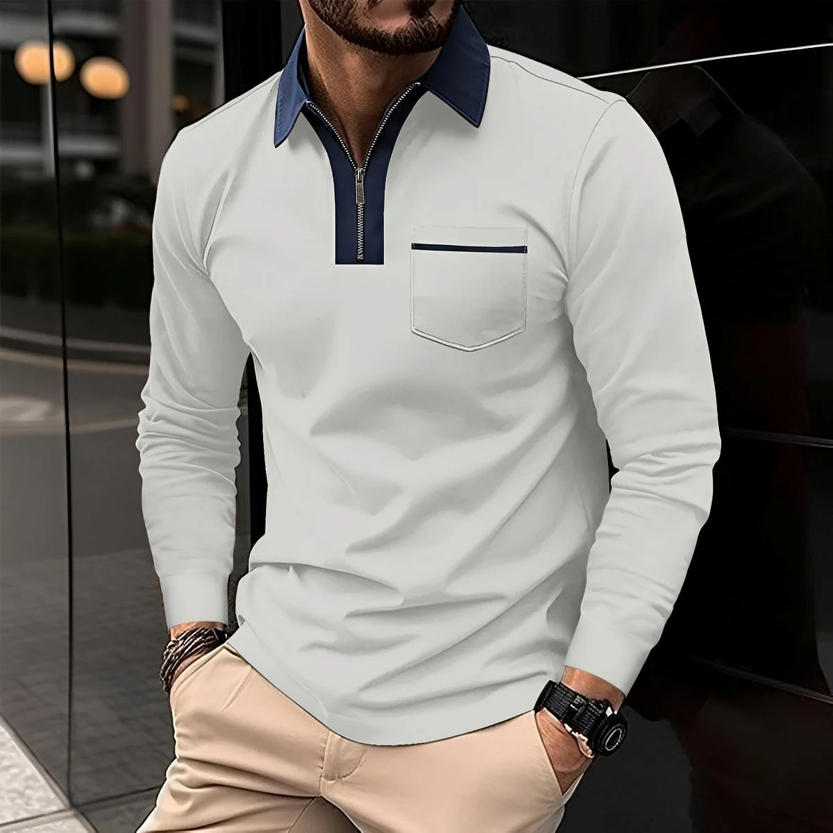 Jackson - Polo à Manches Longues Homme - pour Tenue Décontractée